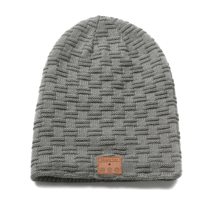 Plus Velvet Bluetooth Headset Knit Beanie Hat For Running Fitness Wireless Music Hands-free Call Smart Fleece Lined Warm Cap
