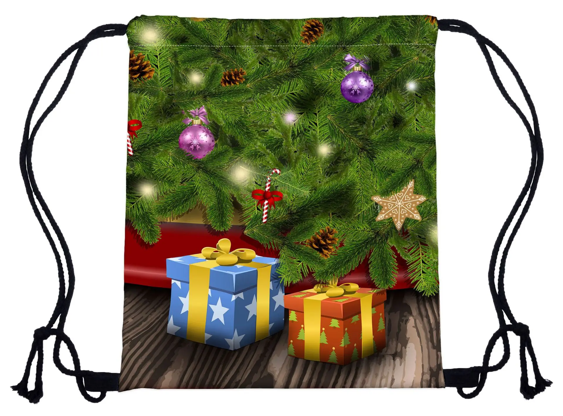 Модный Дамский рюкзак со стягивающим шнуром, с перекрестной каймой, на Рождество, на плечо, с принтом, для путешествий, для женщин, мужчин, на шнурке, унисекс, сумки