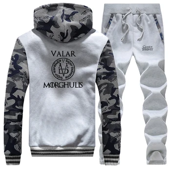 

Valar Morghulis Fashion Camo Jacket Game Of Thrones 2 Piece Set Fleece Arya Stark Pants Fashion Mens Sets Complete Man Tracksuit