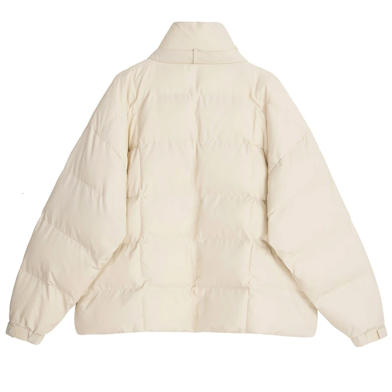 [EAM] Stand Collar Bow Big Size Cotton-padded Coat Long Sleeve Loose Fit Women Parkas Fashion Tide New Autumn Winter 1K956