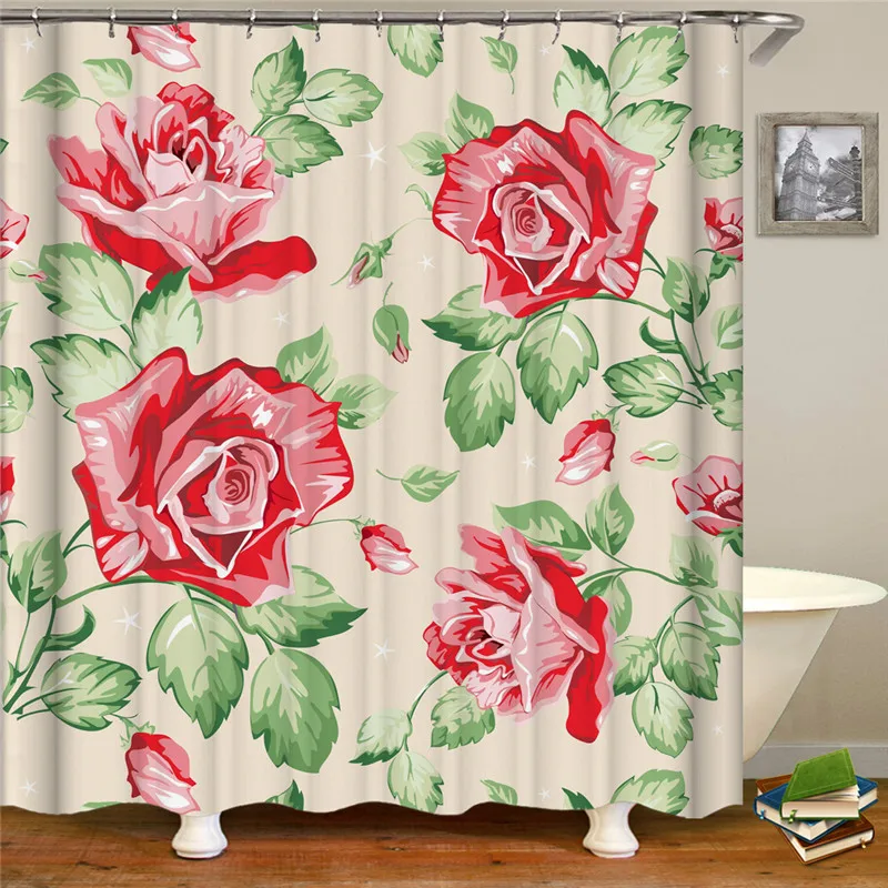 Flowers Shower Curtains Bathroom Curtain for Home Decoration Waterproof Polyester Fabric Bath Screen Curtain
