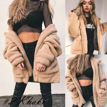 

Womens Fluffy Fleece Cardigan Coat Top Jacket Ladies Oversized Sweater Jumper