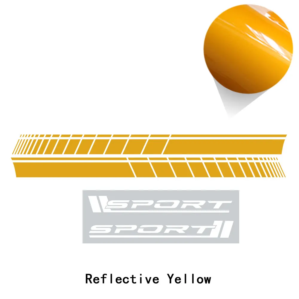 reflective yellow 2 шт. двери автомобиля боковые полосы юбка наклейка для Mercedes Benz A B C E CLA GLA CLS GLK класс W204 W205 W203 C63 A45 W212 W213 - Название цвета: reflective yellow