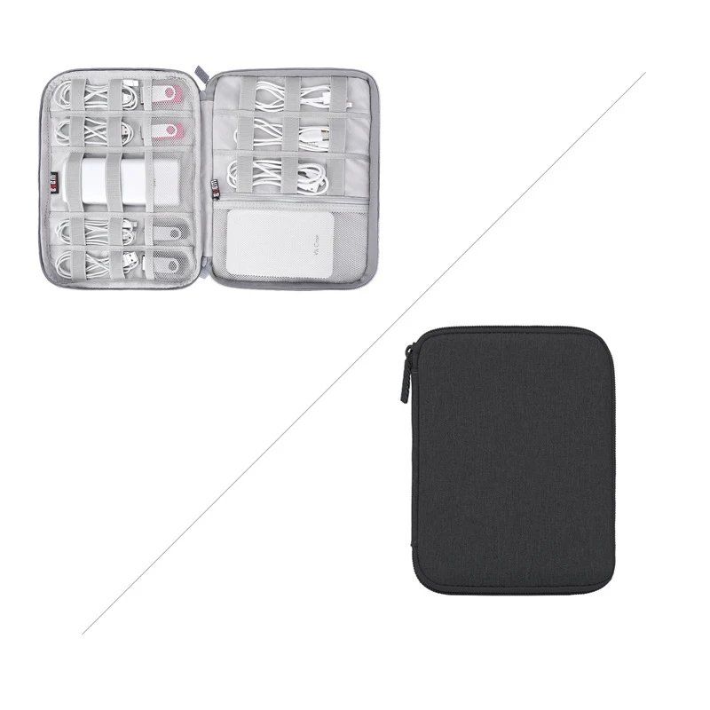 Дорожный цифровой Orangizer USB кабель для передачи данных OrganizerEarphone провод сумка ручка банк питания комплект чехол Аксессуары для электроники - Цвет: Double layer S Black