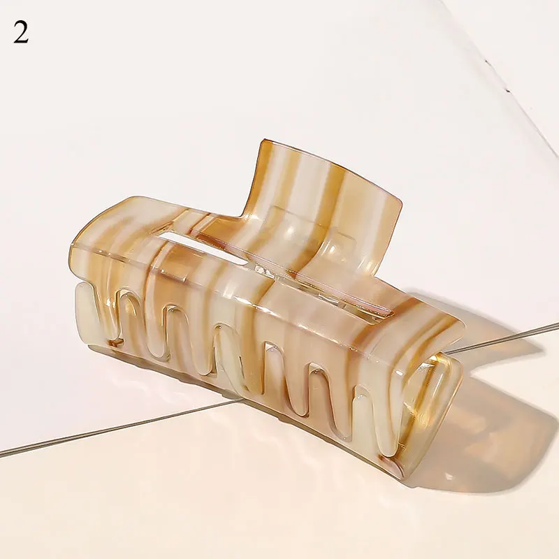 mini hair clips New Acrylic Marble Print Large Hair Claws Clip Acetate Rectangle Hair Crab Clamp Geometric Barrettes Ponytail Hair Accessories Women's Hair Accessories Hair Accessories