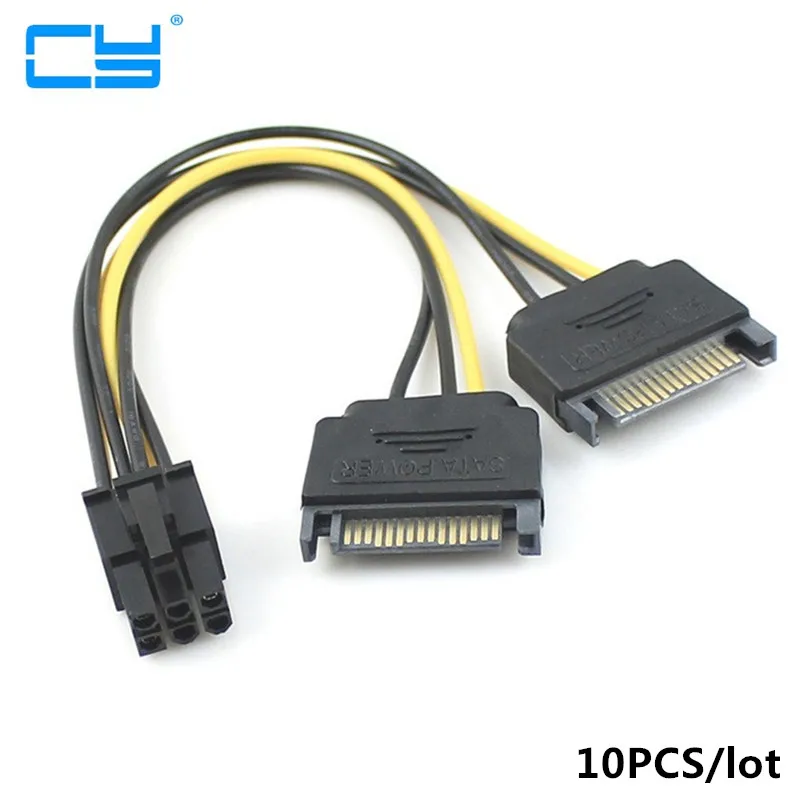 10 шт./лот двойной два SATA 15 Pin типа папа м до PCI Express карты 6 женский графическая