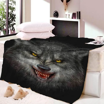 

2019 Wolf Printed Velvet Plush Throw Blanket Bedspread for Kids Girls Sofa Fleece Blanket Couch Quilt DIY Design