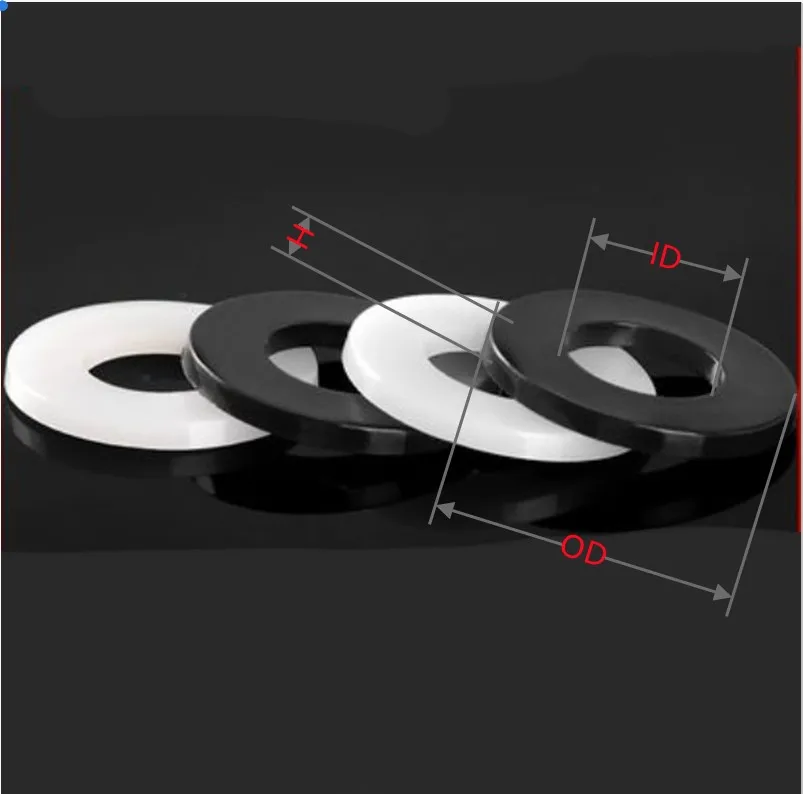 Nylon Washers Plastic Washers Washer Gasket Set Washer Gasket 100-500pcs M2 M2.5 M3 M4 M5 M6 M8 M10 M12 White Black Plastic Nylon Flat Washer Plane Spacer Insulation Gasket Ring kits