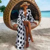 Beach Dress 2022 Bikini Cover Up Print Bathing Suit Women Kimono Plus Size Tunic Sexy Long Sleeve Swimwear Cover-Ups ► Photo 2/6