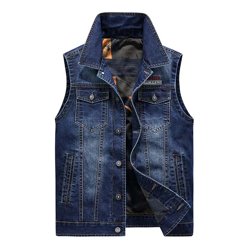 Mcikkny Men Cargo Casual Denim Vest Multi Pockets Vintage Jeans Waistcoats For Male Outdoor Size M-4XL  (8)