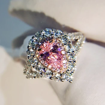 

925 sterling silver Lady Ring Romantic Water droplets-shaped Spinel rings for Wedding party Gift ornaments Wholesale sizes 5~10