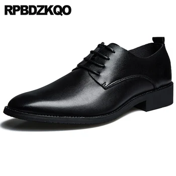 

lace up italian men shoes brands height increase black pointed toe formal Italy oxfords business footwear dress 2019 designer