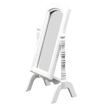 

1:12 Kids Toy Doll House Dressing Mirror Full-Length Rotatable Model Mini Accessories Miniature Furniture Decor