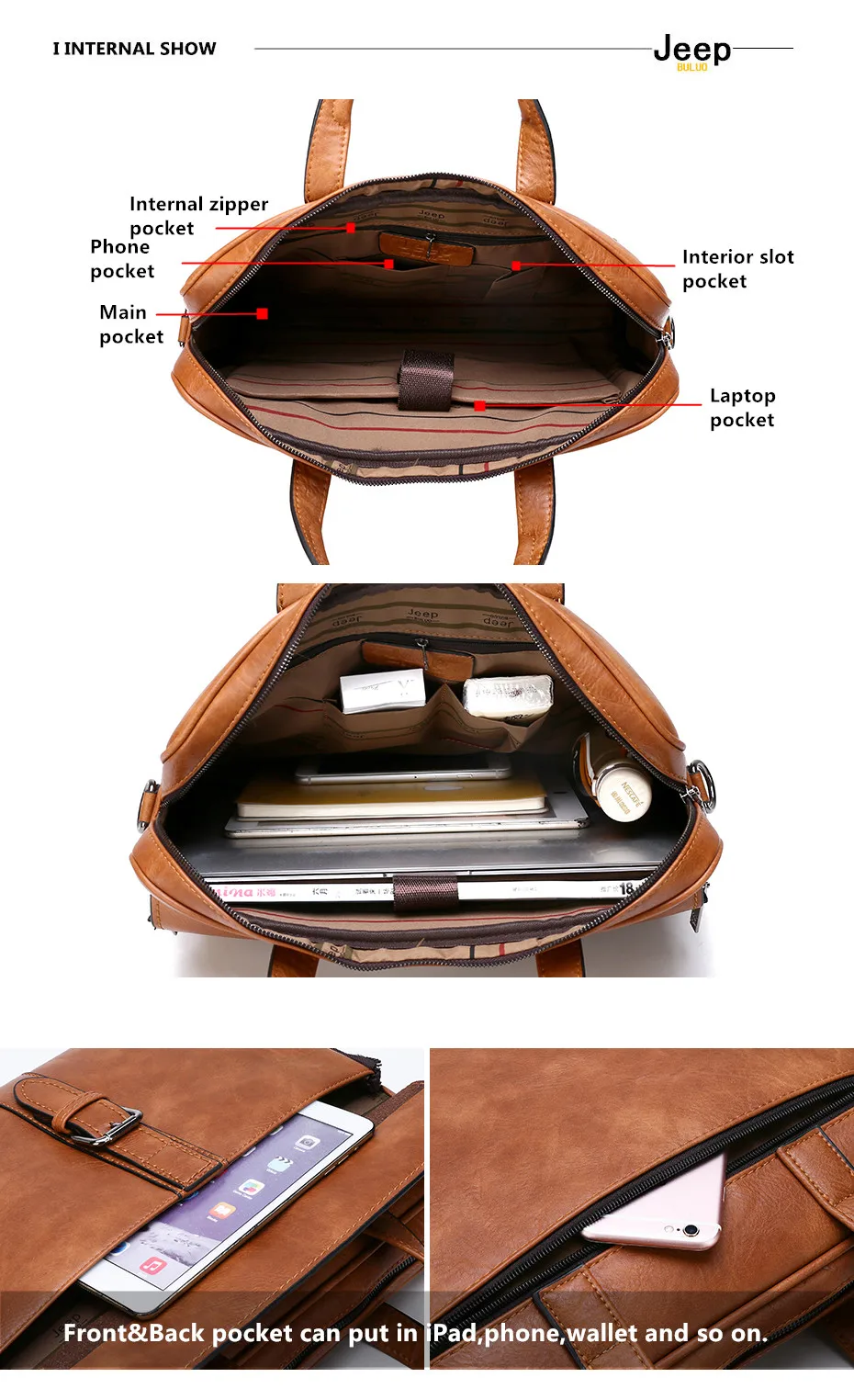 JEEP BULUO, мужской деловой портфель, сумка, высокое качество, дорожная сумка для мужчин, спилок, кожа, 14 дюймов, сумка-мессенджер для ноутбука