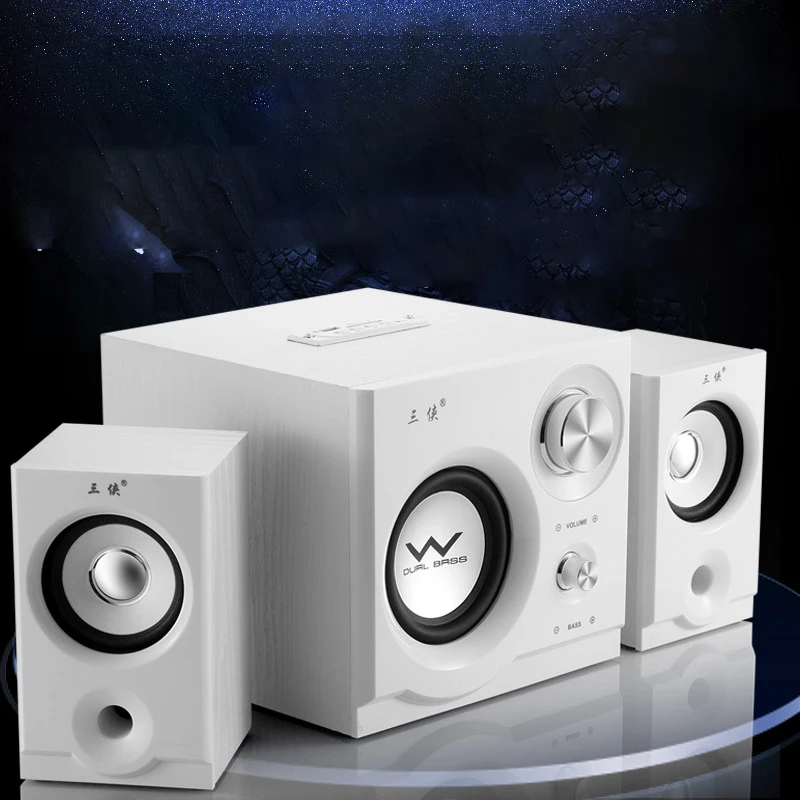 White With bluetooth Новинка, Bluetooth, компьютерные колонки, настольные, стерео, регулируемые, бас, для дома, гостиной, сабвуфер, караоке, DJ, вечерние, высокая мощность, для телевизора, динамик - Цвет: White With bluetooth