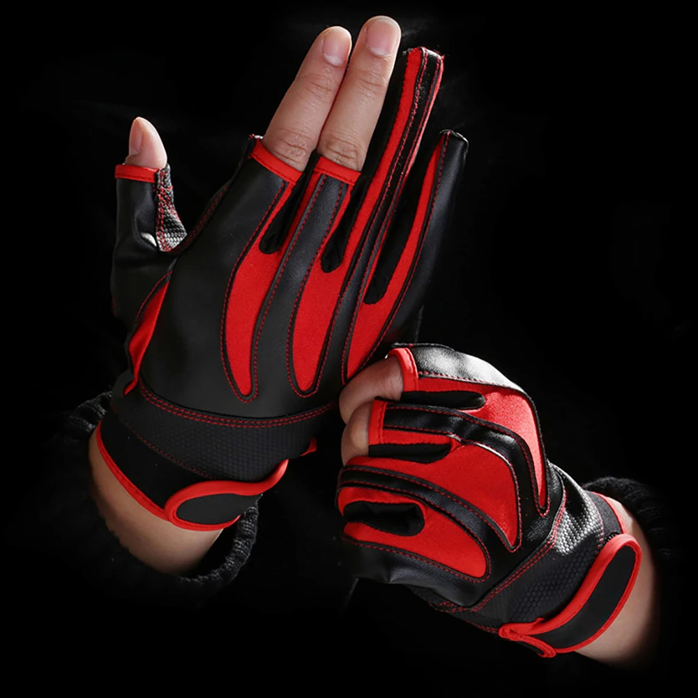 

Winter Fishing Gloves PU Black Red Non-Slip Breathable Protection Waterproof Half-Finger Glove For Ice Fishing