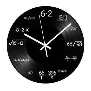 

Mathematical Formula Record Clock Modern Design Black Vinyl Silent Decorative Record Wall Clocks for Kids Room Decor