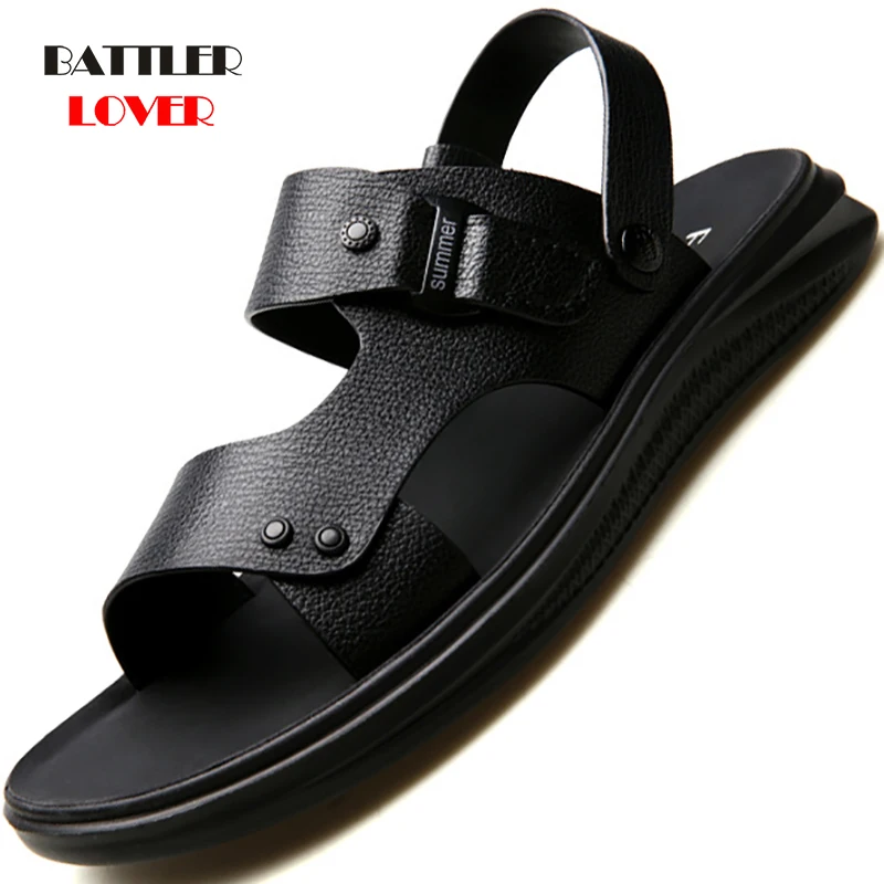 Mens Sandals Genuine Leather High Quality Men Summer Beach Sandals 2020 Flat Comfortable Footwear Male Fashion Outdoor Sandales