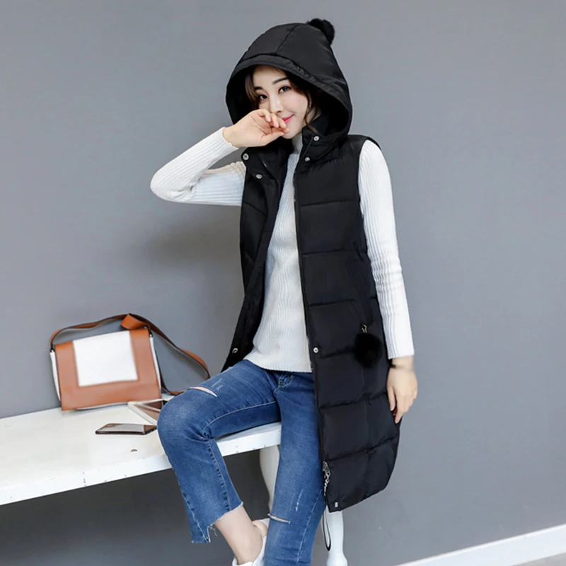 Women Hooded vest Pocket Zipper Button Coat Vest Waistcoat fashion slim solid color autumn Winter Warm outerwear ladies tops