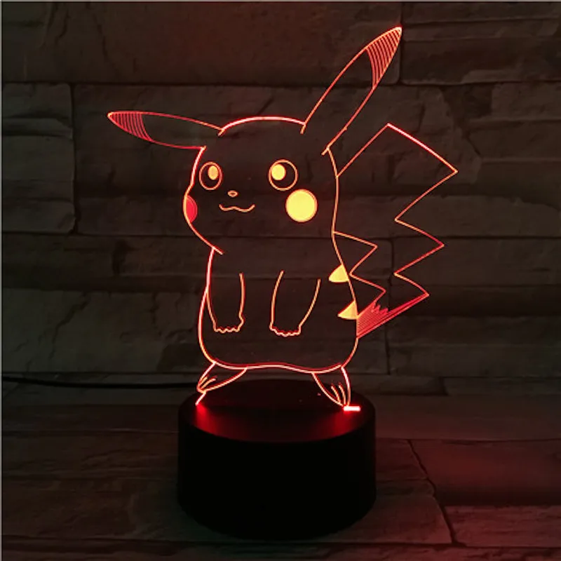 Pokemon Go, рисунок Пикачу, детский Ночной светильник светодиодный, меняющий цвет, прикроватная, новинка, лампы, подарок, Usb, светодиодный, детский Пикачу