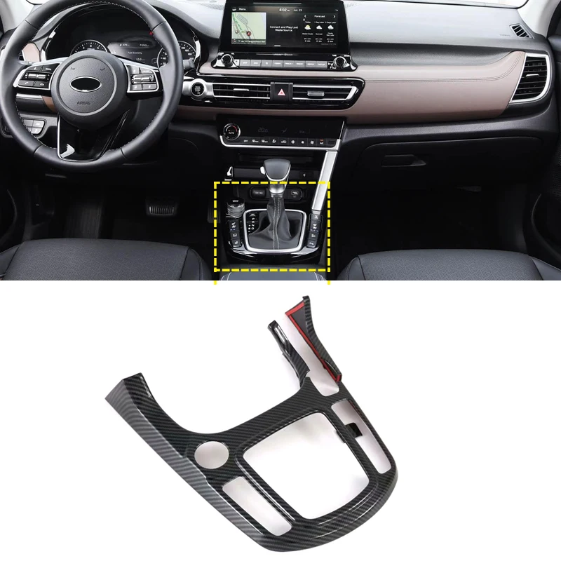 For Kia Seltos 2019 2020 Carbon Fiber Abs Car Interior Gear Shift Knob