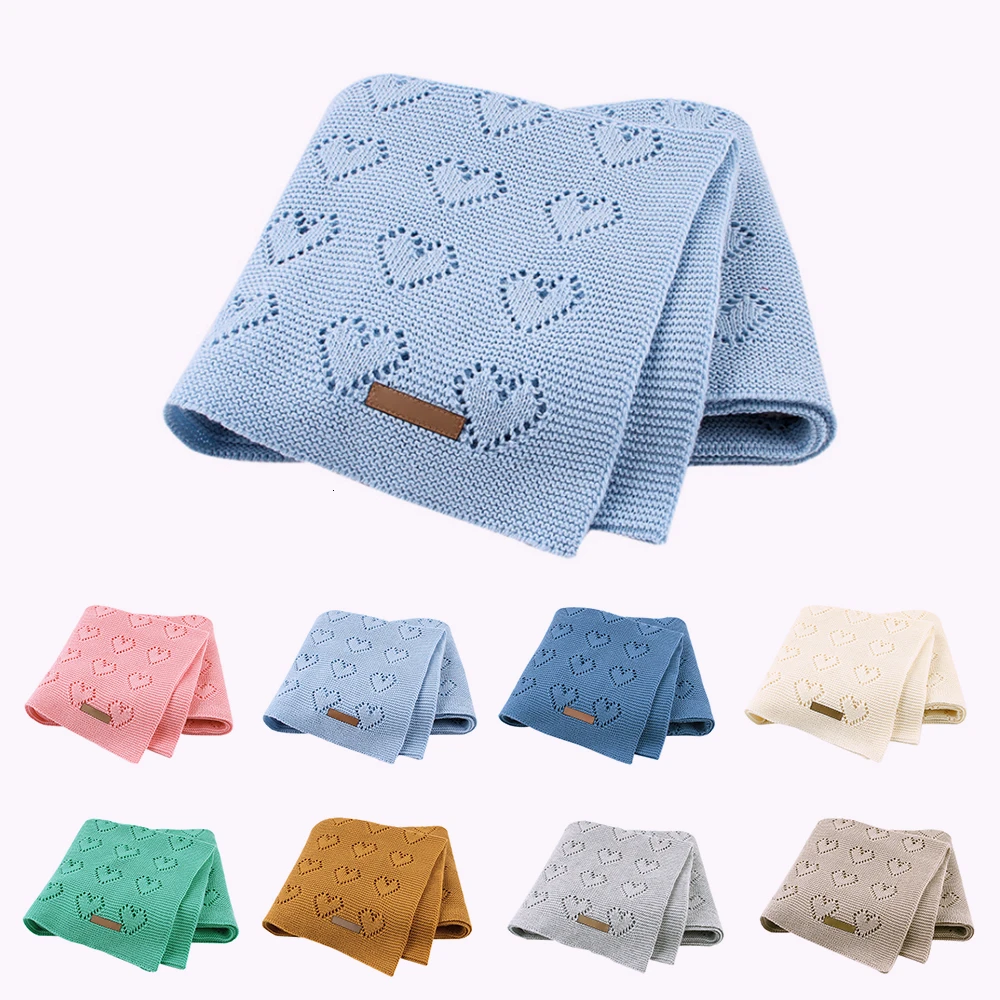 

Cotton Baby Blankets Newborns Solid Knitted Baby Stroller Bedding Quilts Soft Toddler Swaddling Wrap Infantil Blanket 100*80cm