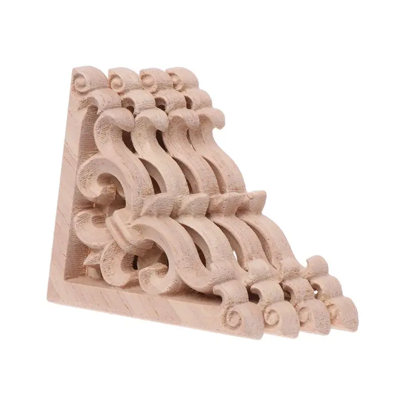 

4pcs/set Wood Carved Corner Onlay Applique Unpainted Frame Cupboard Cabinet Decal For Home Furniture Decor 6x6cm
