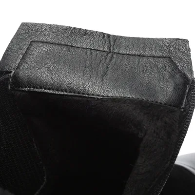 Black Winter Женские зимние ботинки из натуральной кожи; Модные женские ботильоны с пряжкой; женская обувь на каблуке; теплые женские зимние ботильоны с плюшевой подкладкой - Цвет: Black Winter