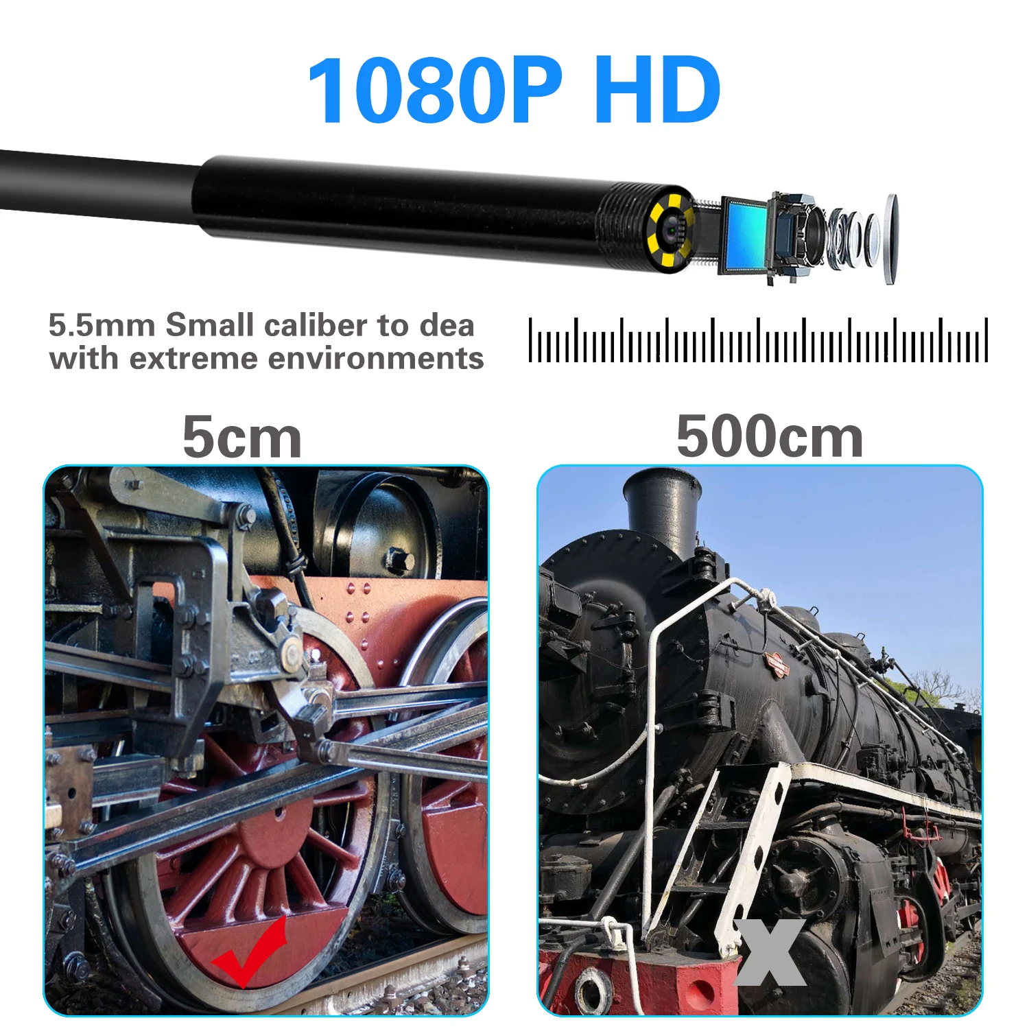KKMOON 5,5/8,0 мм HD1080p WiFi Беспроводная эндоскопа камера бороскоп Инспекционная камера Водонепроницаемая IP67 Гибкая Змея камера Y13