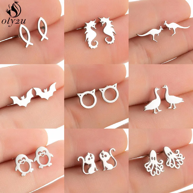 Unicorn Stud Earrings in Sterling Silver, Cute Earrings For Girls, Ani – Silver Rain Silver