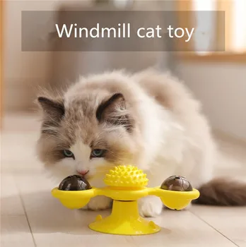

Supplies Pet Windmill Toys For Cats Puzzle Whirling Turntable With Brush Cat Play Game Toys Windmill Kitten Interactive Toys