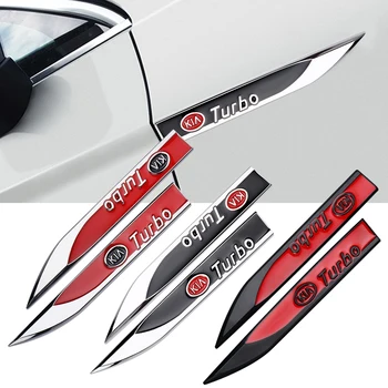 

2PCS 3D Metal Turbo Emblem Badge Decals Car Side Fender Knife Stickers For Kia Ceed Rio Sportage R K3 K4 K5 Sorento Cerato