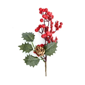 Christmas Red Artificial Fruit Berries Beans Flowers Home Decorative Fake Flowers For Wedding Party Garden Decor Floral