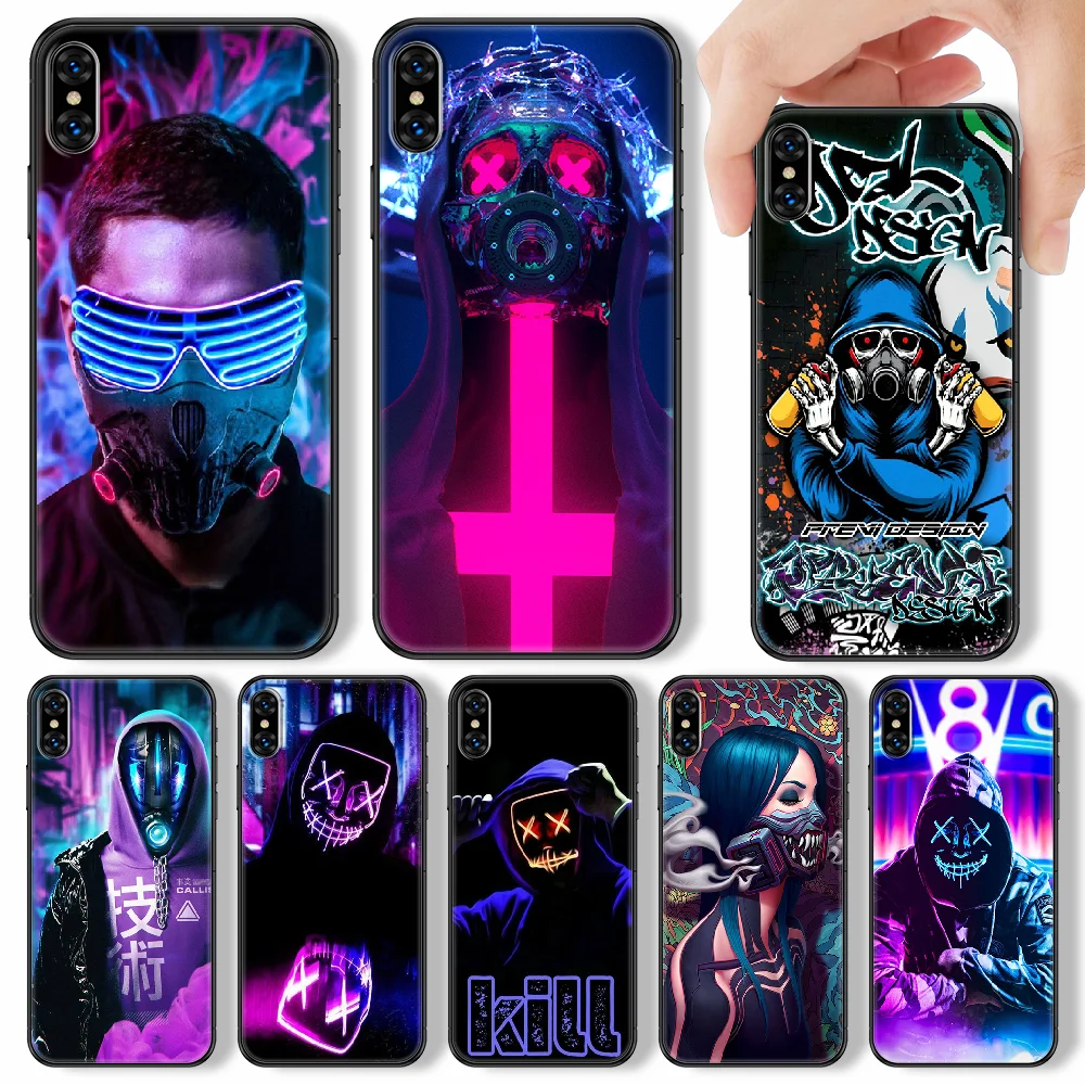 Противогаз DJ Man чехол для телефона iphone SE 2020 6 6S 7 8 11 12 13 Mini Plus X XS XR Pro Max черный