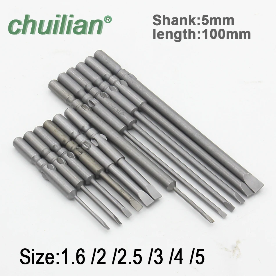 1Pcs 801 5mm Round Shank Slotted Screwdrivers Bits 1.6mm-5mm S2 Alloy Steel Magnetic Flat Head Tip Tools | Инструменты