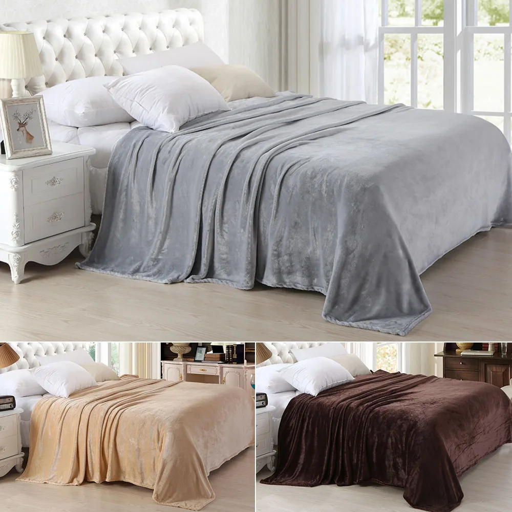 

Plaid Blanket Plush Solid Color Bed Covers for sofa Soft Adult Fleece Throw Blankets Flannel Bedspread for the Couch 60001