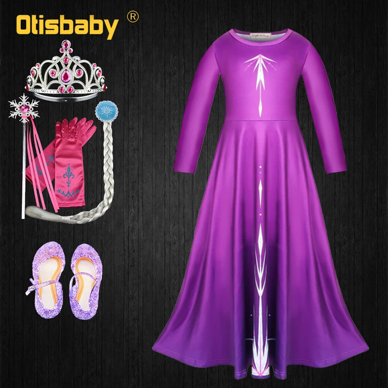 Purple Girls Elsa Dress Snow Queen 2 Elsa Carnival Costume Christmas Clothes fantasia Elza Frocks for Girls Anna Gowns Infant skirt dress for baby girl