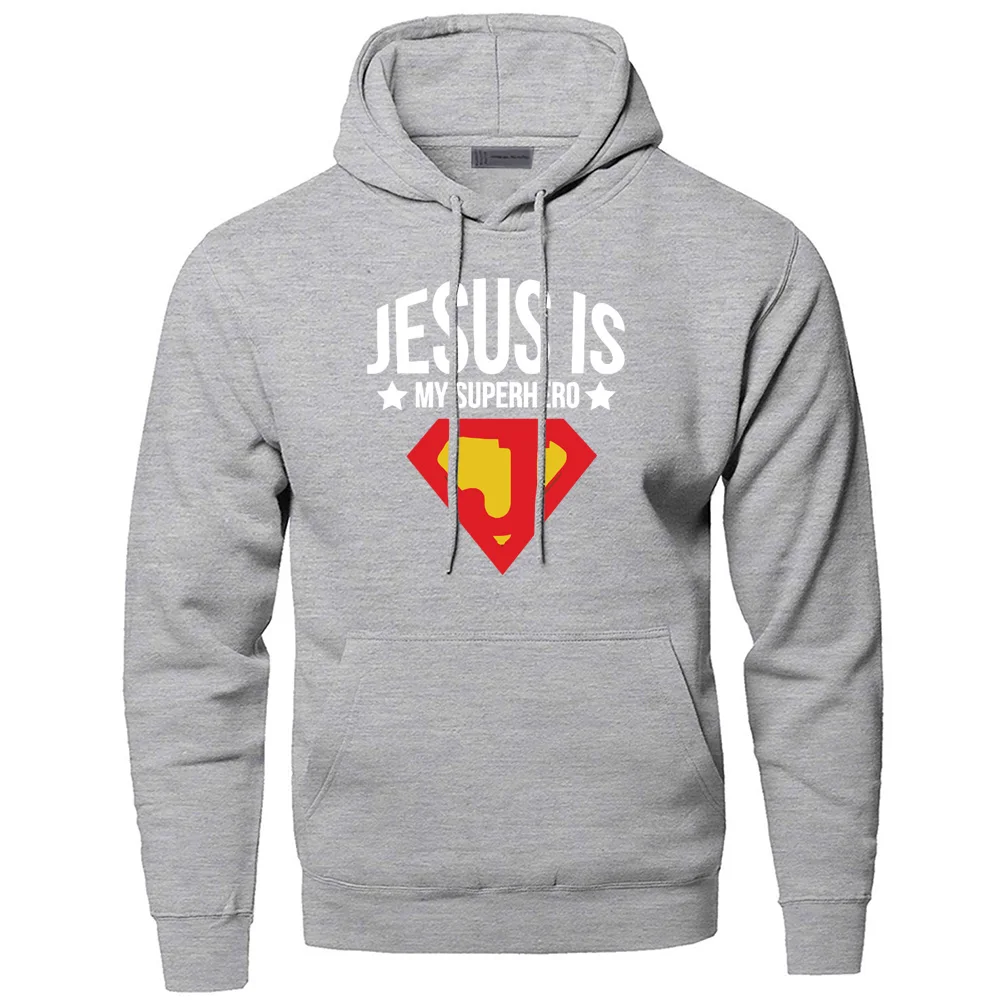 

Jesus Is My Superhero Sweatshirts Hoodies Men Christian Hooded Sweatshirt Hoodie Winter Autumn Fleece Streetwear Sportswear