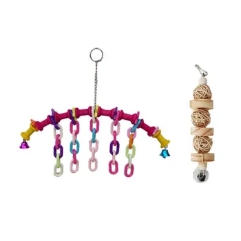

Bird Ladder Toy, Swing, Hanging and Colorful Rainbow Parrot Bridge Y5GB