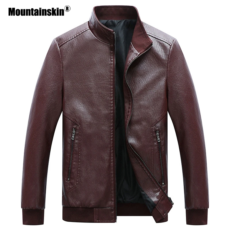 

Mountainskin Men's PU Jackets Spring Autumn Leather Coat Male Motorcycle Jackets Slim Fit Mens Brand Clothing Large Size SA780