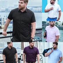 Бамбуковое волокно 45% хлопок 35% Формальные рубашки для мужчин белая рубашка с коротким рукавом Уличная Camisa Masculina облегающая черная 5XL Повседневная