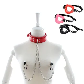 Adult Metal Nipple Clamp BDSM Clitor Chain Bondage Neck Collar Sexy Handcuffs  Bdsm Kit Sex Games Erotic Accessories For Couples 2