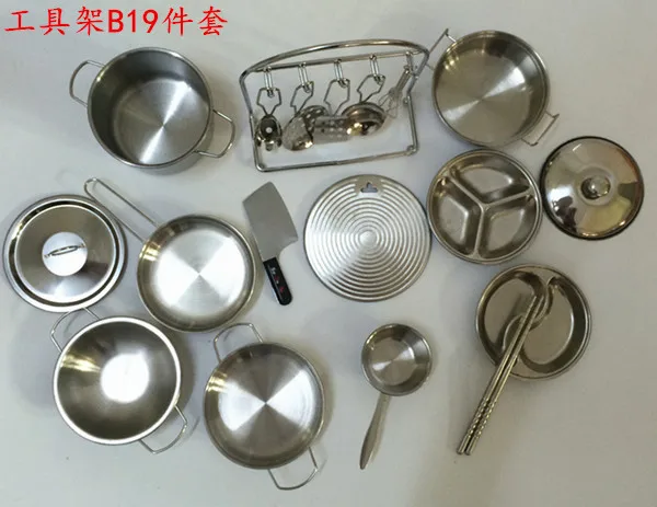 Мини-кухня из нержавеющей стали игровой дом Детская кухня Игрушечная модель кухонная игрушка сковорода комбо