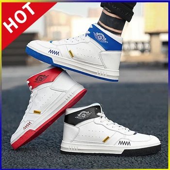 

2020 Man High-top Basketball Shoes Men's Sneakers High Quality Sports Shoes Winter New White Leather Shoes Fashion Motion Male