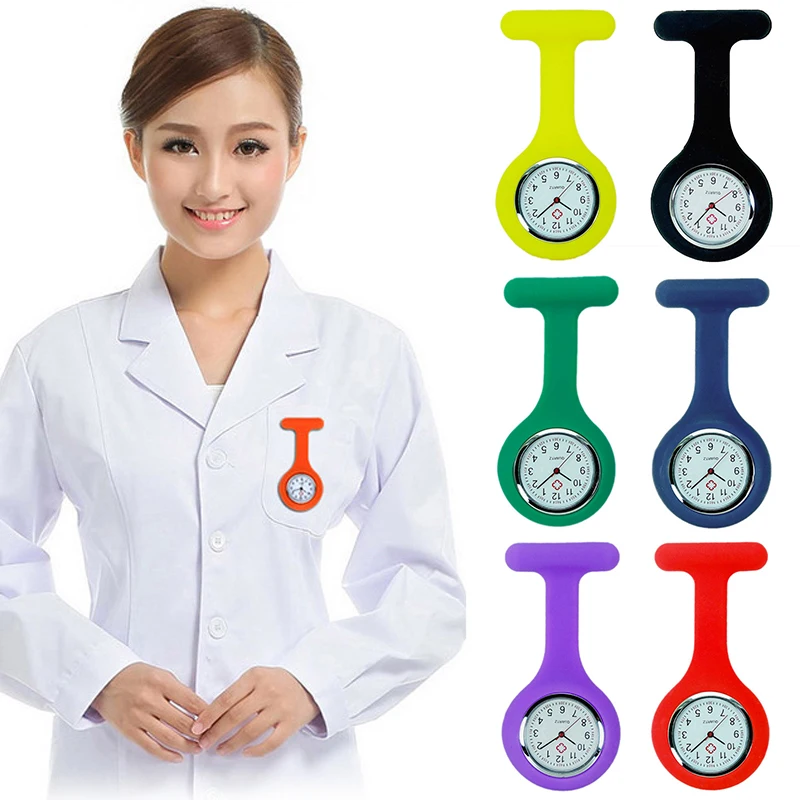 Tanie Silikonowy zegarek dla pielęgniarki broszka tunika zegarek Fob z bezpłatnym
