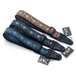 Guitar Strap Name Family Pattern Adjustable Embroidery  Pure Cotton Guitar Straps Bass Acoustic Electric Guitar Accessories