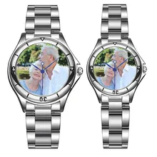 CL055 DIY любителей фотографий наручные часы из нержавеющей стали дропшиппинг изображение на заказ Персонализированные Рождественский подарок часы, часы для пары