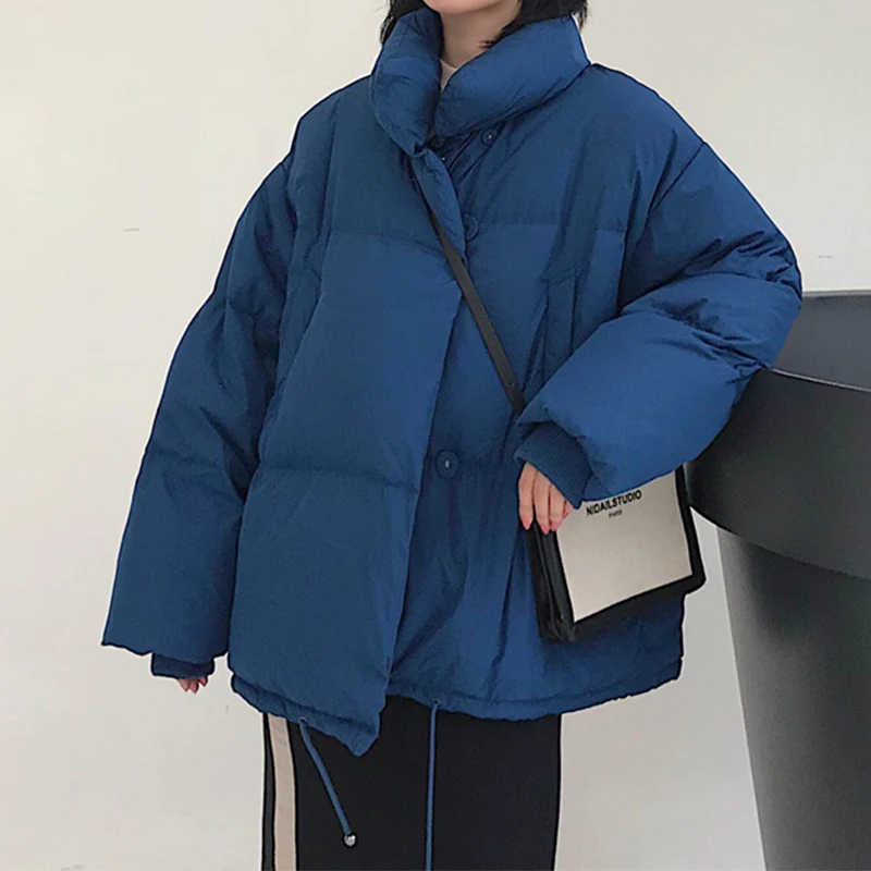 

Solid Parkas Mujer 2019 Autumn Winter Jackets Woman Warm Button Stand Collar Jacket Women Parka Warm Casual Plus Size Overcoat