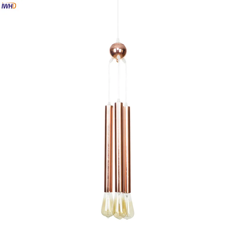 IWHD японский стиль светодиодный подвесной светильник розовый Золотой скандинавский креативная Подвесная лампа 3 головки подвесные
