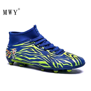 

MWY FG/TF Soccer Shoes Boots Long Spikes High Top Ankle Football Boots Outdoor for Men Adults Kids Athletic Training Sock Cleats
